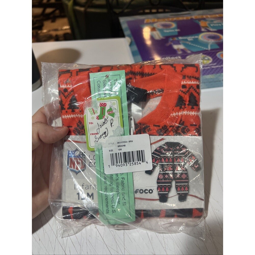 FOCO CLEVELAND BROWNS LONG SLEEVE COVERALL INFANT 12M MONTH UGLY SWEATER